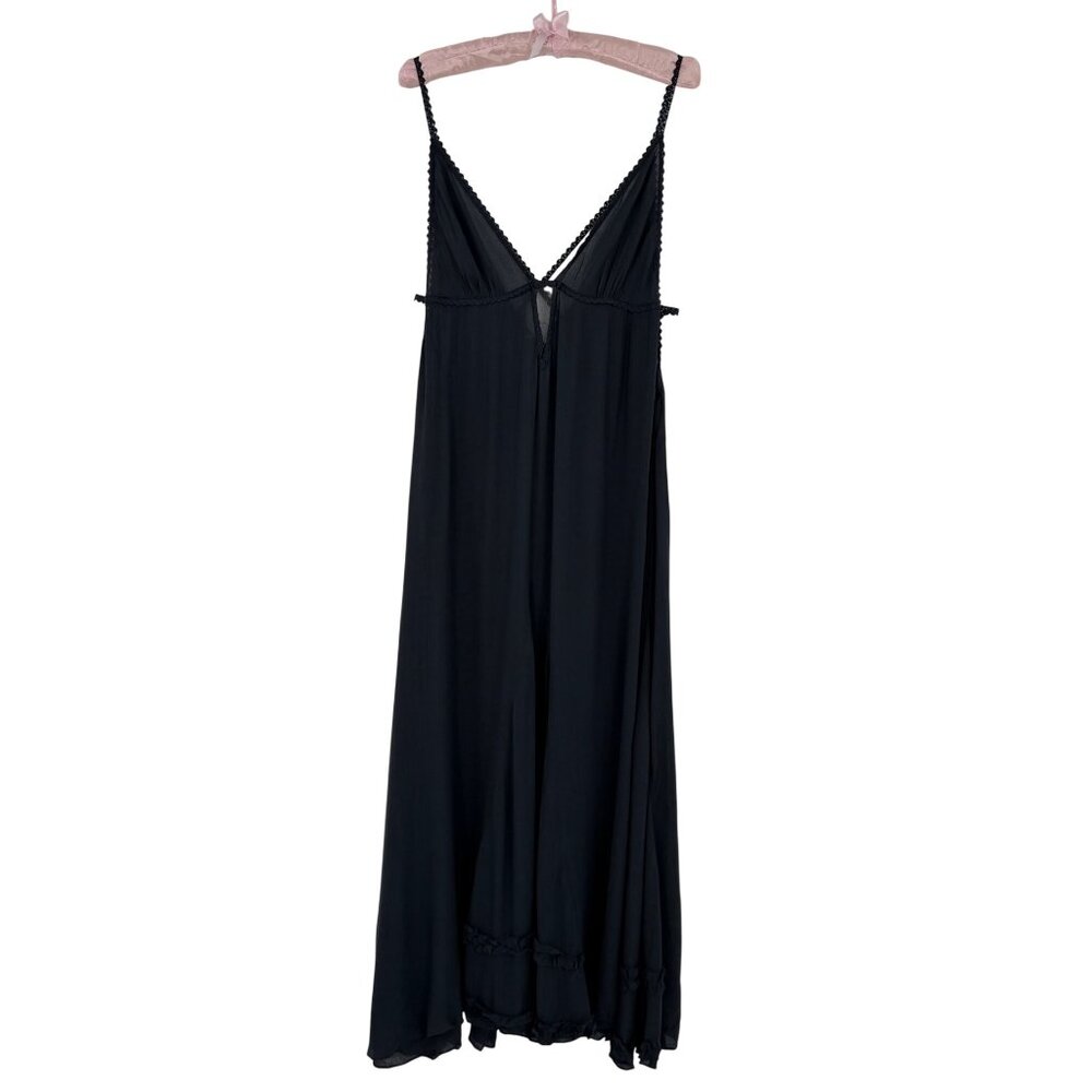 RARE Vtg NWT Free People Gray Lace Crochet Maxi Slip Dress | Whimsigoth Boho M - Picture 2 of 16